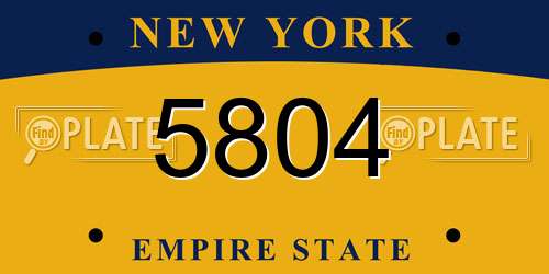 5804 New York License Plate