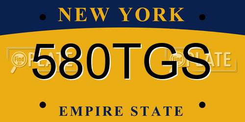 580TGS New York License Plate