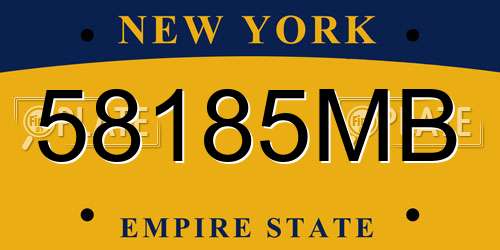 58185MB New York License Plate
