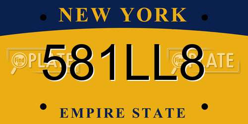 581LL8 New York License Plate