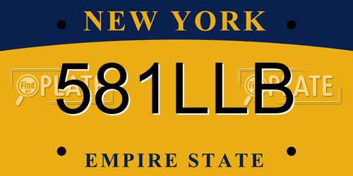 581LLB New York License Plate