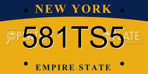 581TS5 New York License Plate