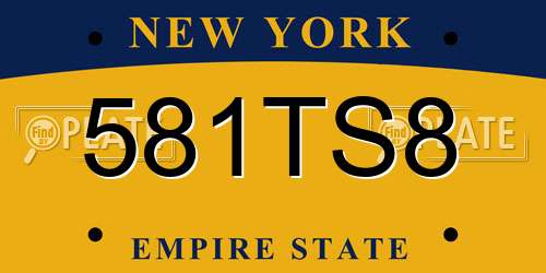 581TS8 New York License Plate