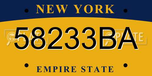 58233BA New York License Plate