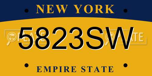 5823SW New York License Plate
