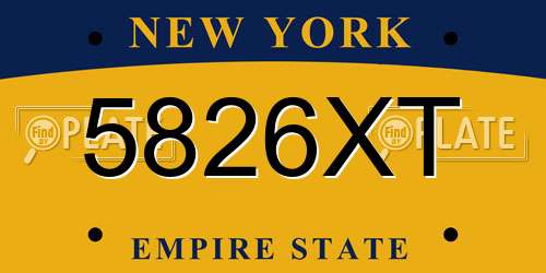 5826XT New York License Plate