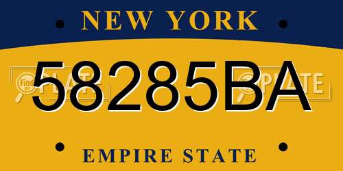 58285BA New York License Plate