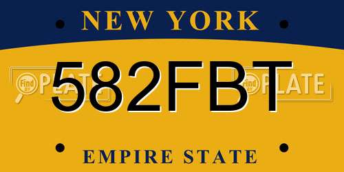 582FBT New York License Plate
