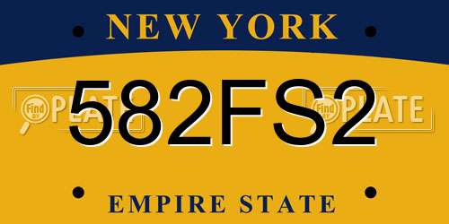 582FS2 New York License Plate