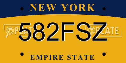 582FSZ New York License Plate