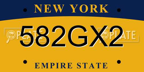 582GX2 New York License Plate