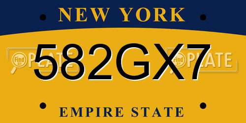 582GX7 New York License Plate