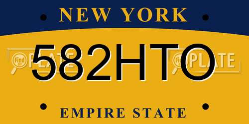 582HTO New York License Plate