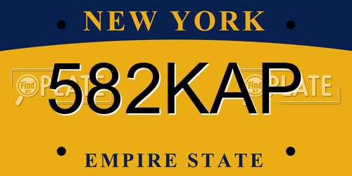 582KAP New York License Plate
