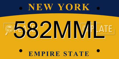 582MML New York License Plate