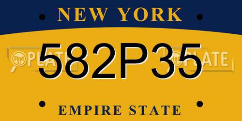 582P35 New York License Plate