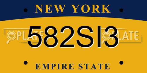 582SI3 New York License Plate