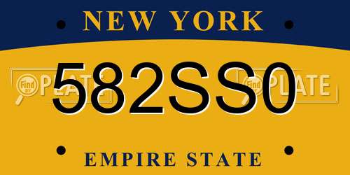 582SS0 New York License Plate