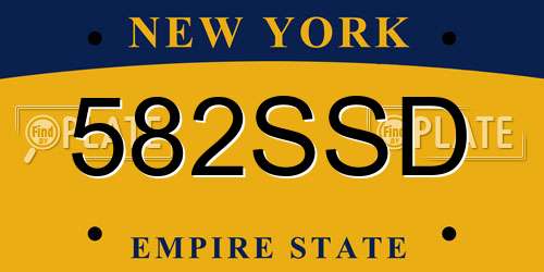 582SSD New York License Plate