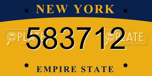 583712 New York License Plate