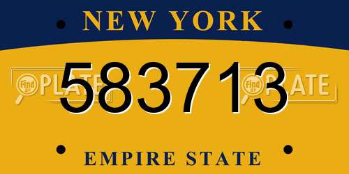 583713 New York License Plate