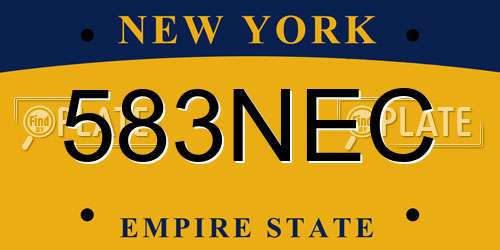 583NEC New York License Plate