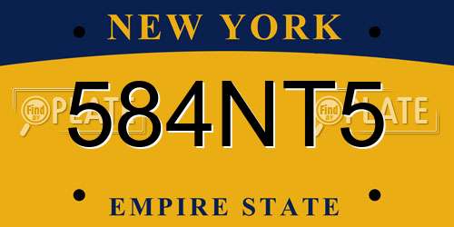 584NT5 New York License Plate
