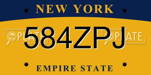 584ZPJ New York License Plate
