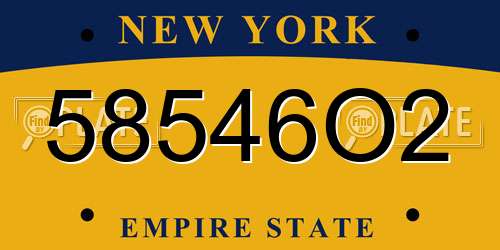 58546O2 New York License Plate