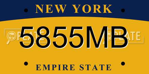 5855MB New York License Plate