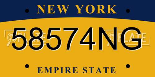58574NG New York License Plate