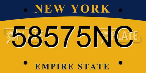 58575NC New York License Plate