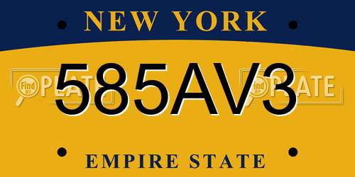 585AV3 New York License Plate