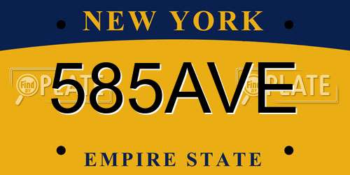 585AVE New York License Plate
