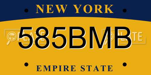 585BMB New York License Plate