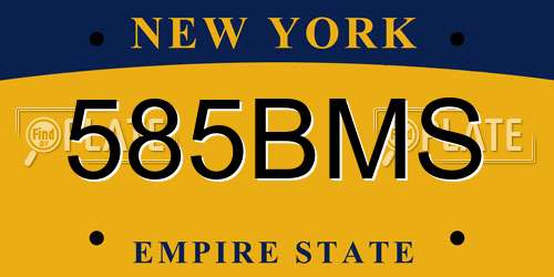 585BMS New York License Plate