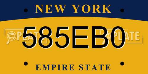 585EB0 New York License Plate