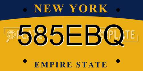 585EBQ New York License Plate