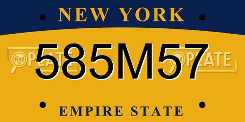 585M57 New York License Plate
