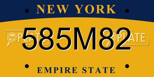 585M82 New York License Plate