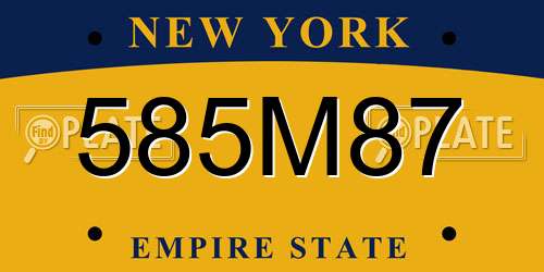 585M87 New York License Plate