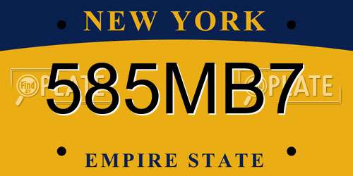 585MB7 New York License Plate