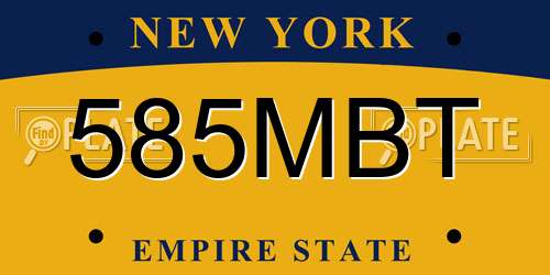585MBT New York License Plate