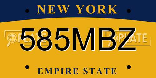 585MBZ New York License Plate
