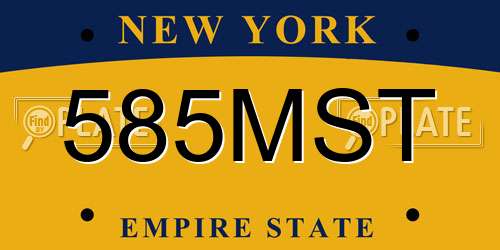 585MST New York License Plate