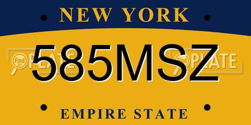 585MSZ New York License Plate