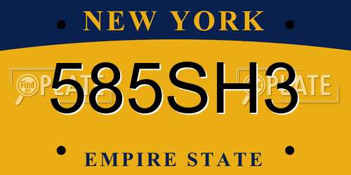 585SH3 New York License Plate