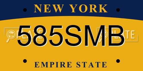 585SMB New York License Plate