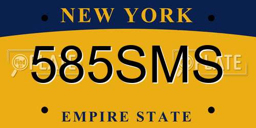 585SMS New York License Plate
