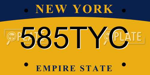 585TYC New York License Plate